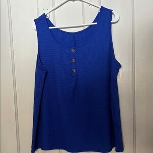 Blue Sleeveless Button-Front Women's Top
